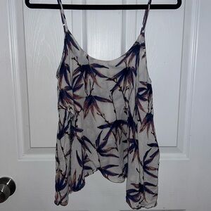 Lightweight Floral Spaghetti Strap Tank Top - Blue & Brown